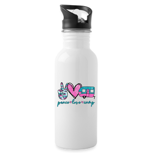 Peace Love Camp Water Bottle - white