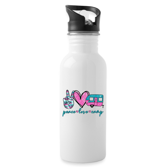 Peace Love Camp Water Bottle - white