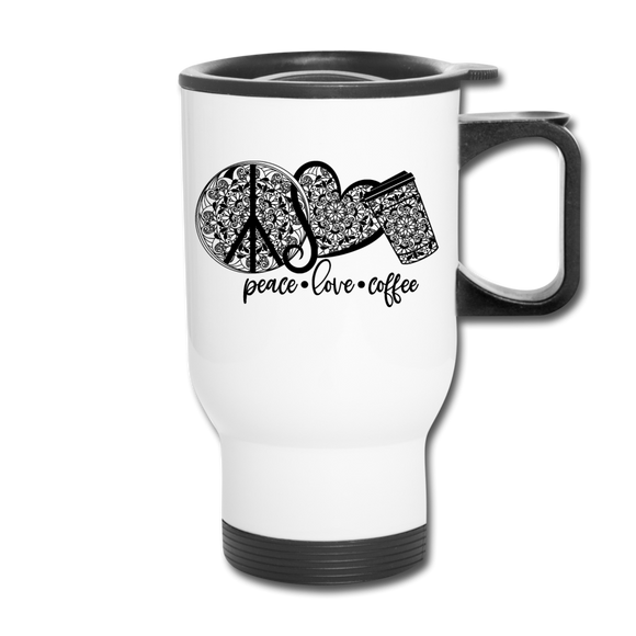 Peace Love Coffee Mandala - white