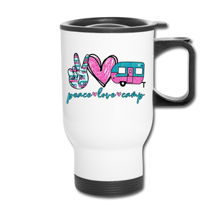 Peace Love Camp Travel Mug - white