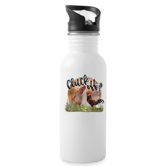 Cluck Off Water Bottle - white